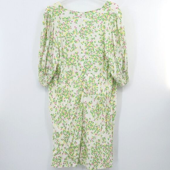 Rixo Target Puff Sleeve Dress Plus Size 16W White Pink Floral Spring Summer Boho - Picture 3 of 8